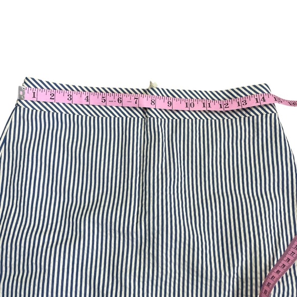 J Crew Seersucker Striped Blue and White Women's Skirt Zip Back 100% Cotton Sz 4 - Picture 7 of 7